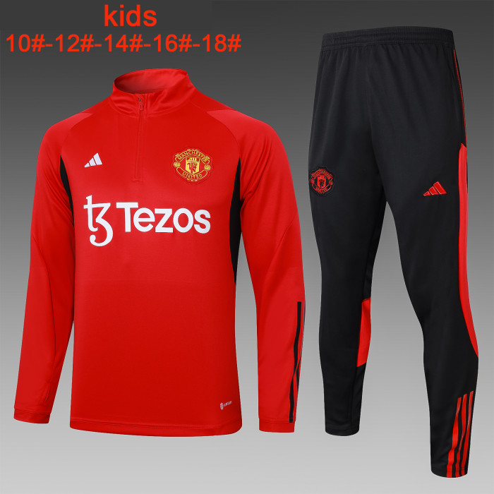 23-24 Manchester United High Quality Kids Half Pull Tracksuit