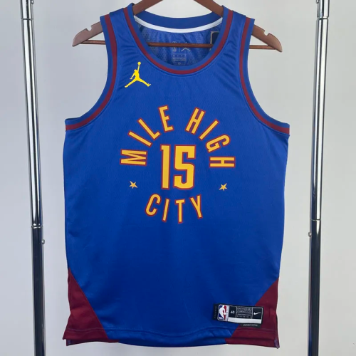 22-23 Nuggets JOKIC #15 Blue Top Quality Hot Pressing NBA Jersey (Trapeze Edition) 飞人版