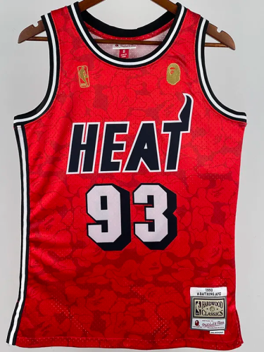 2023 HEAT & BAPE #93 Red Top Quality Hot Pressing NBA Jersey