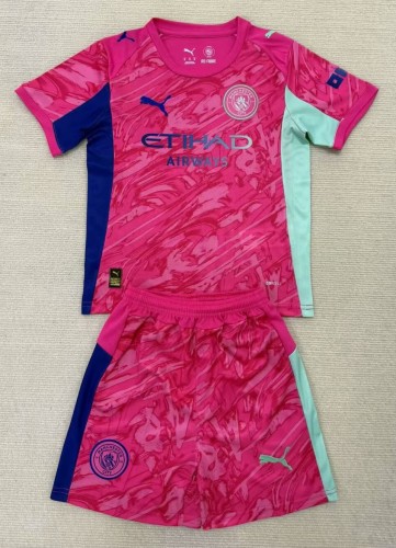 25-26 Manchester City Goalkeeper Kids Soccer Jersey