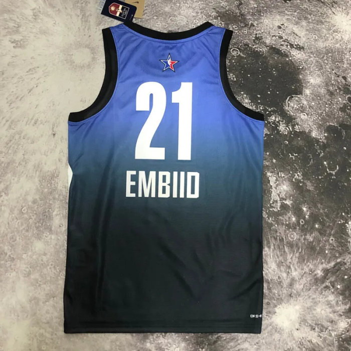 2023 ALL STAR EMBIID #21 Blue Top Quality Hot Pressing NBA Jersey