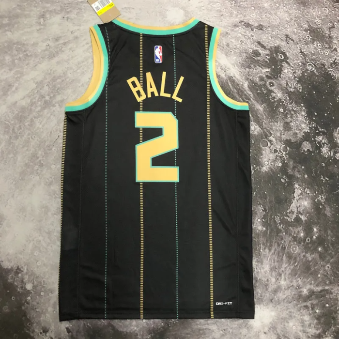 22-23 HORNETS BALL #2 Black City Edition Top Quality Hot Pressing NBA Jersey