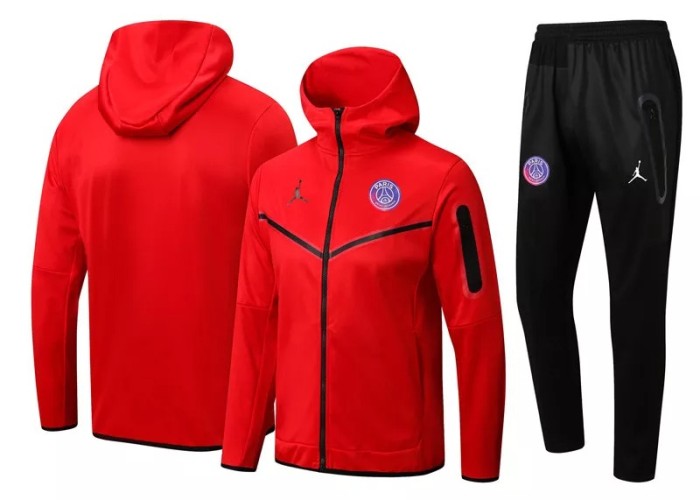 22-23 Paris Saint-Germain Red Hoodie Jacket Tracksuit#F406