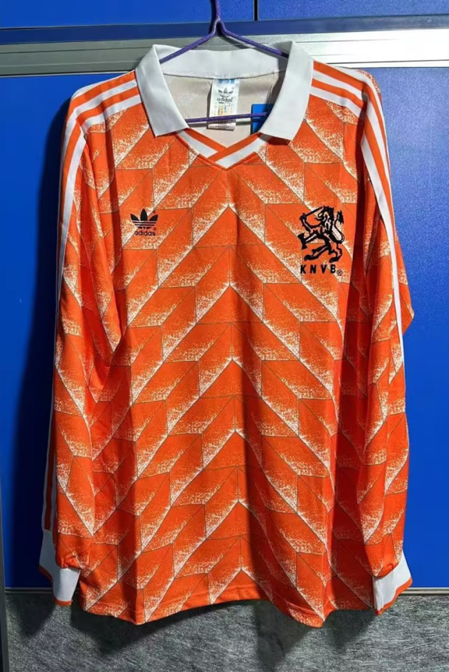 1988  Netherlands Home Long sleeves Retro Soccer Jersey