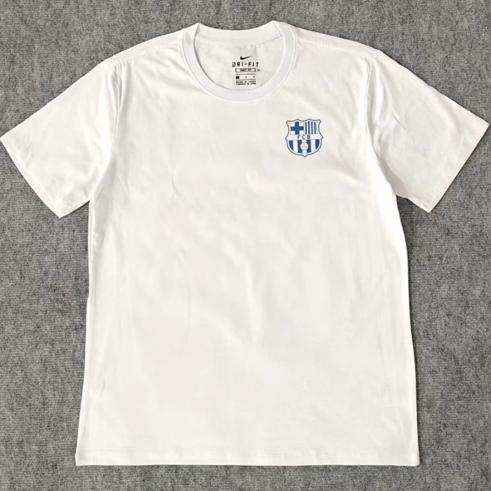 25-26 Barcelona White High Quality Casual T-Shirt #圆领蓝标