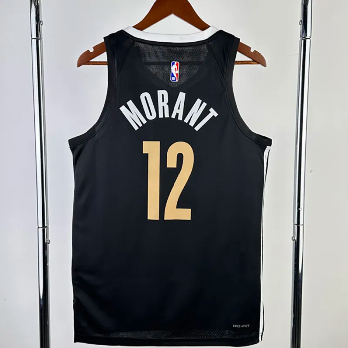 23-24 Grizzlies MORANT #12 Black City Edition Top Quality Hot Pressing NBA Jersey