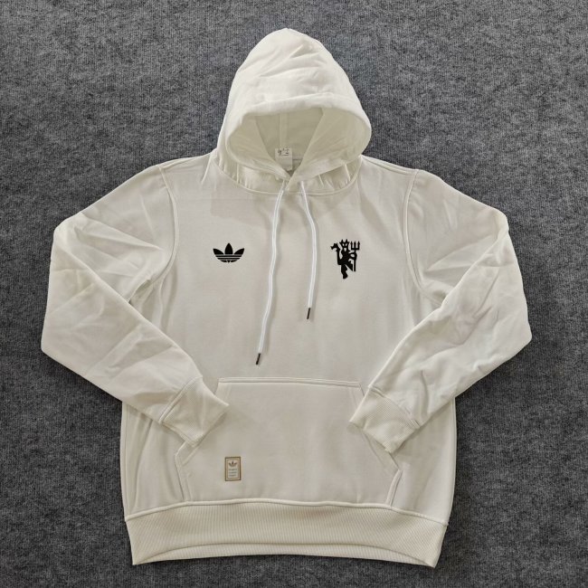 2024 Manchester United White Fleece Hoodie