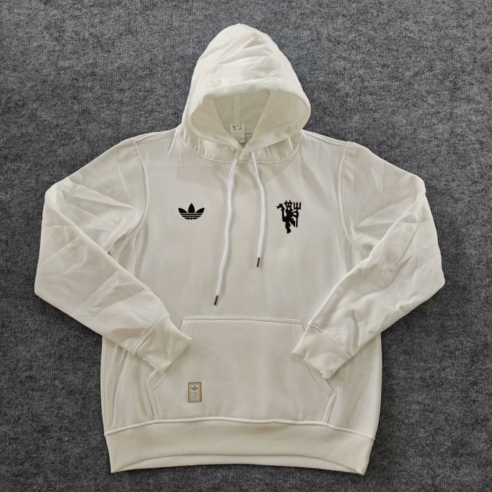 2024 Manchester United White Fleece Hoodie