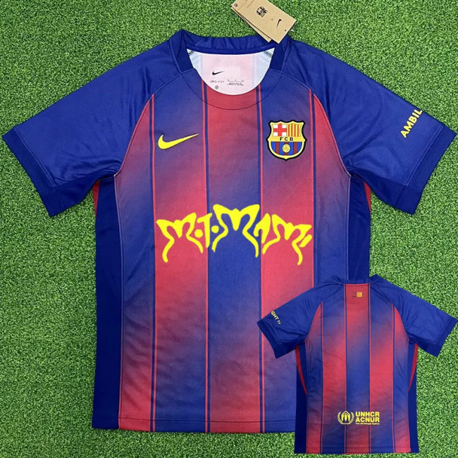 25-26 Barcelona Home Print Personalized AD Fans Soccer Jersey (Motomami)*印胸前广告