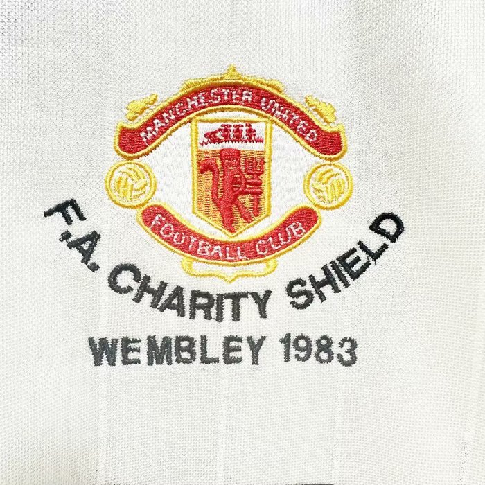 1983 Manchester United White Retro Soccer Jersey