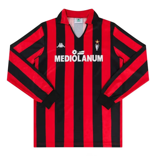1989-1990 AC Milan Home Long sleeves Retro Soccer Jersey