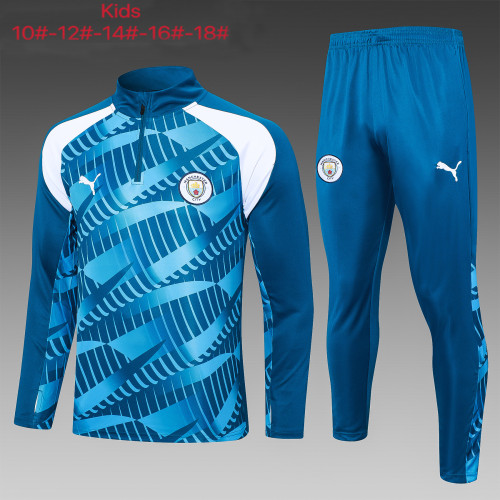 23-24 Manchester City High Quality Kids Half Pull Tracksuit