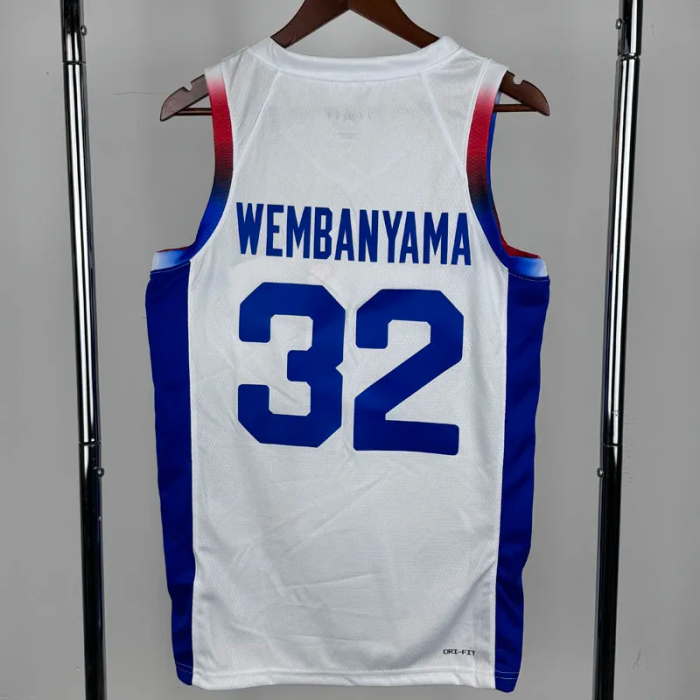 2024 Olympic Game France WEMBANYAMA # 32 White Basketball Jersey