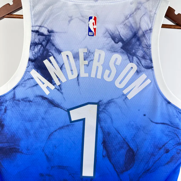 23-24 Timberwolves ANDERSON #1 Blue City Edition Top Quality Hot Pressing NBA Jersey