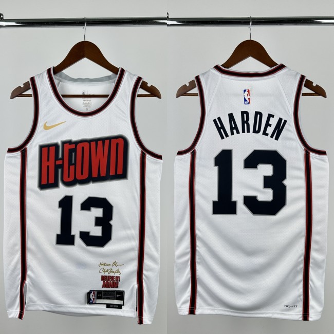 24-25 ROCKETS HARDEN #13 White City Edition Top Quality Hot Pressing NBA Jersey