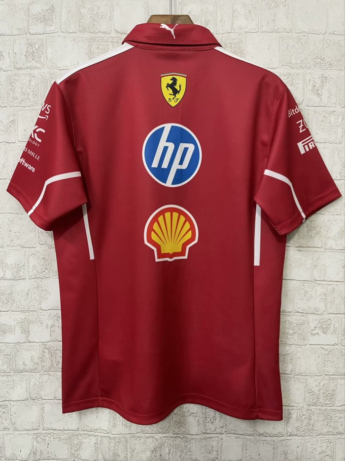 2025 F1 Ferrari New Pattern Short Sleeve Racing Suit (有领)