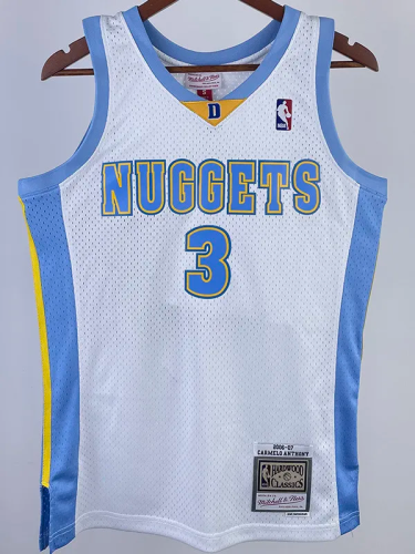 2003-04 Nuggets IVERSON #3 White Retro Top Quality Hot Pressing NBA Jersey