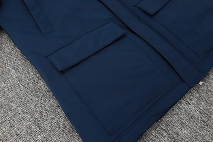24-25 Royal Blue Hooded Windbreaker Fabric Cotton Coat 光板