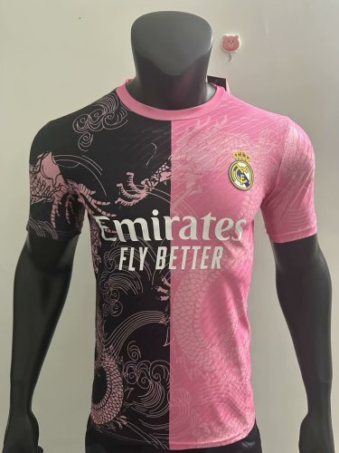 25-26 Real Madrid Pink Black Special Edition Player Version Training Shirts *粉龙纹