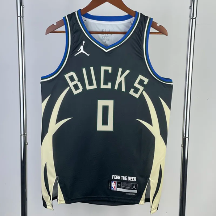 22-23 BUCKS LILLARD #0 Black Trapeze Iimited Top Quality Hot Pressing NBA Jersey(V领)