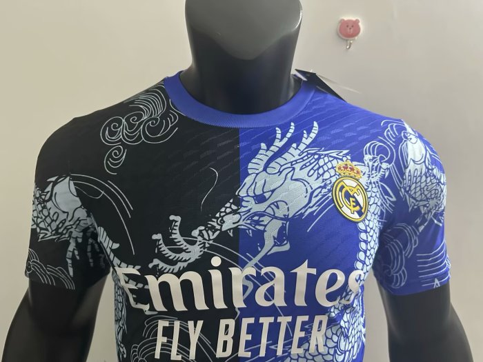25-26 Real Madrid Blue Black Special Edition Player Version Training Shirts *龙纹