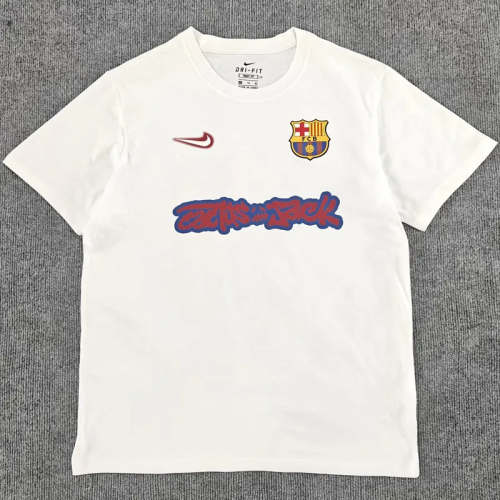 25-26 Barcelona White High Quality Casual T-Shirt #圆领彩标