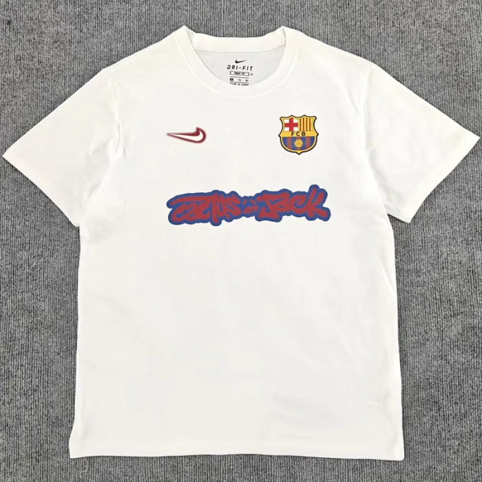 25-26 Barcelona White High Quality Casual T-Shirt #圆领彩标