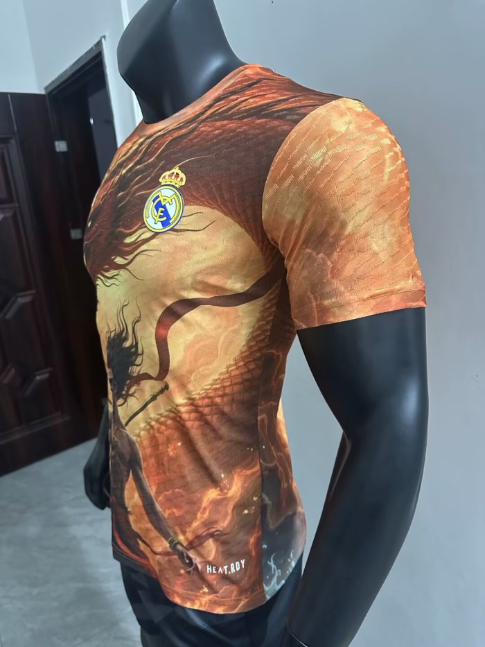 25-26 Real Madrid Orange Special Edition Player Version Soccer Jersey