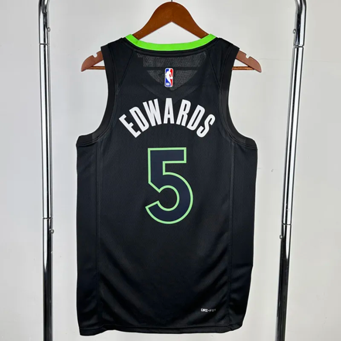22-23 TIMBERWOLVES EDWARDS #5 Black Top Quality Hot Pressing NBA Jersey (Trapeze Edition)