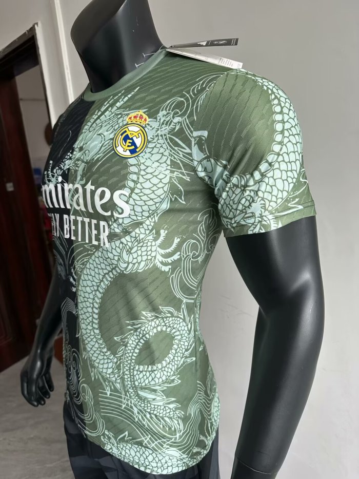 25-26 Real Madrid Green Black Special Edition Player Version Training Shirts *龙纹