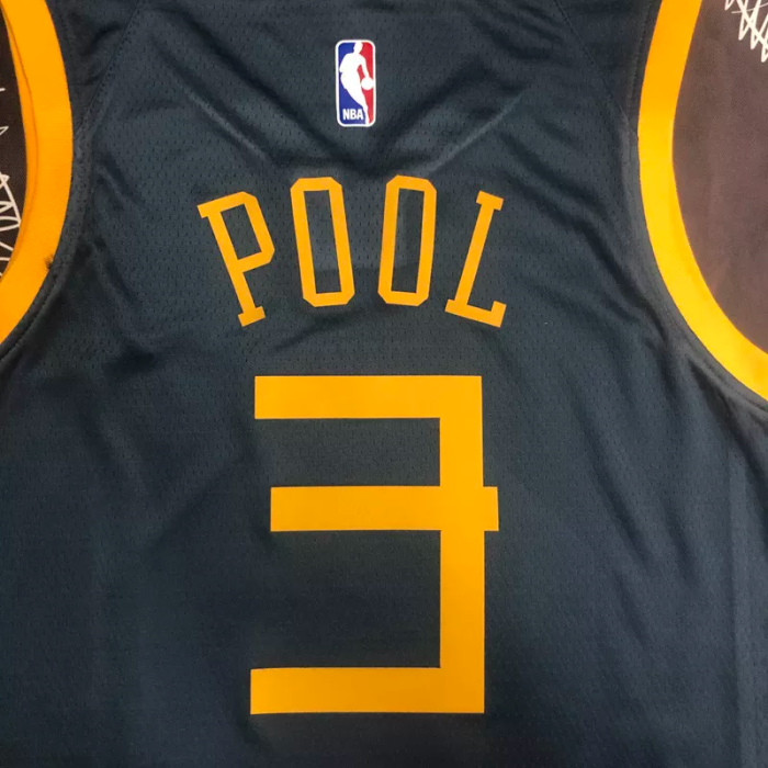 2018 WARRIORS POOL #3 Black Gray Top Quality Hot Pressing NBA Jersey