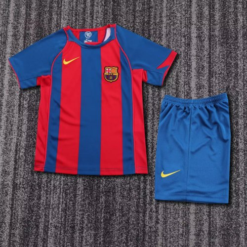 2004-2005 Barcelona Home Retro Kids Soccer Jersey