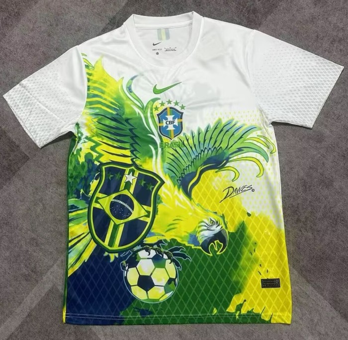 25-26 Brazil White Green Special Edition Fans Soccer Jersey