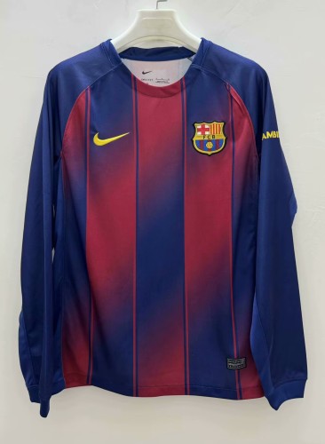 25-26 Barcelona Home Long Sleeve Fans Soccer Jersey*空白版