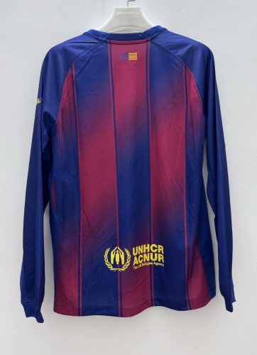 25-26 Barcelona Home Long Sleeve Fans Soccer Jersey