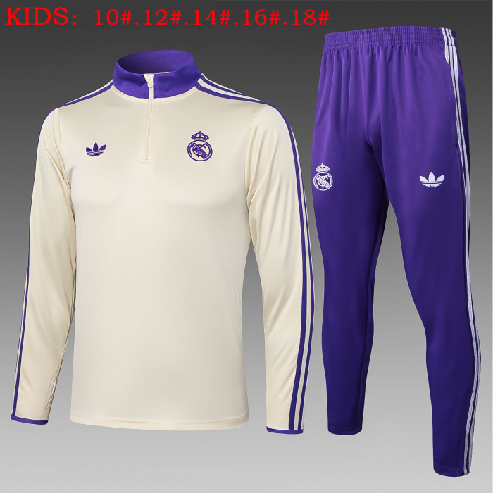 25-26 Real Madrid High Quality Kids Half Pull Tracksuit