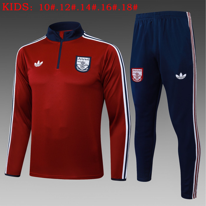 25-26 Arsenal High Quality Kids Half Pull Tracksuit