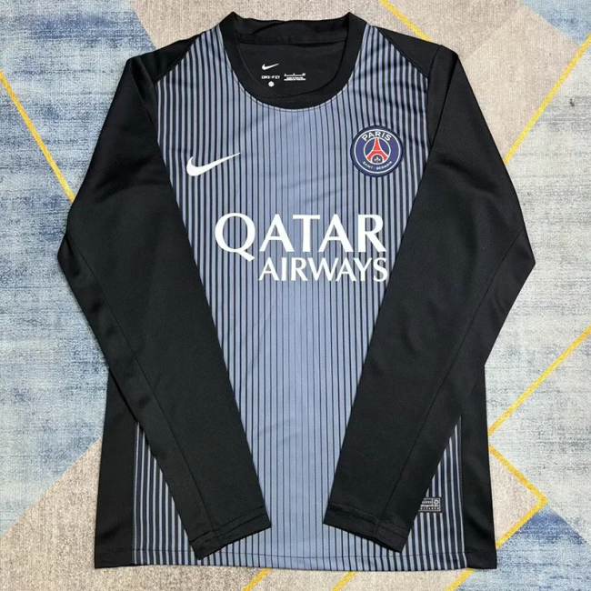25-26 Paris Saint-Germain Black Goalkeeper Long Sleeve Soccer Jersey (长袖)