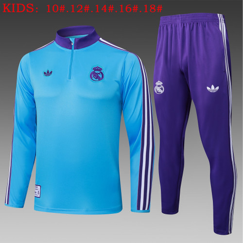 25-26 Real Madrid High Quality Kids Half Pull Tracksuit