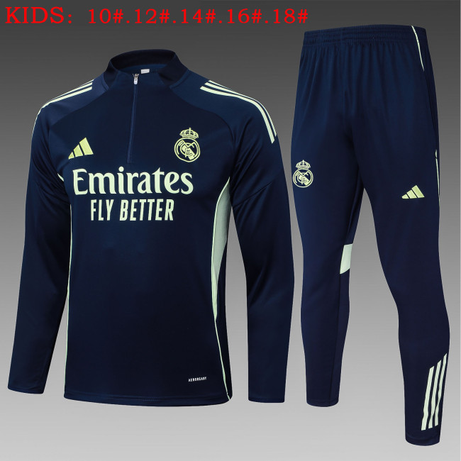 25-26 Real Madrid High Quality Kids Half Pull Tracksuit