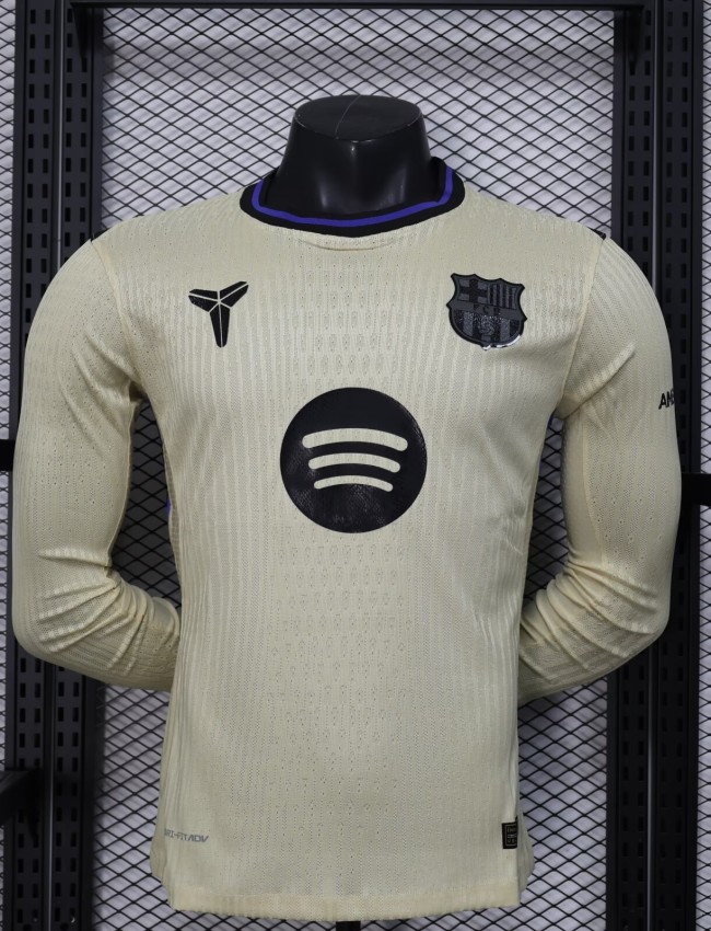 25-26 Barcelona Away Long Sleeve Player Version Soccer Jersey (长袖球员)