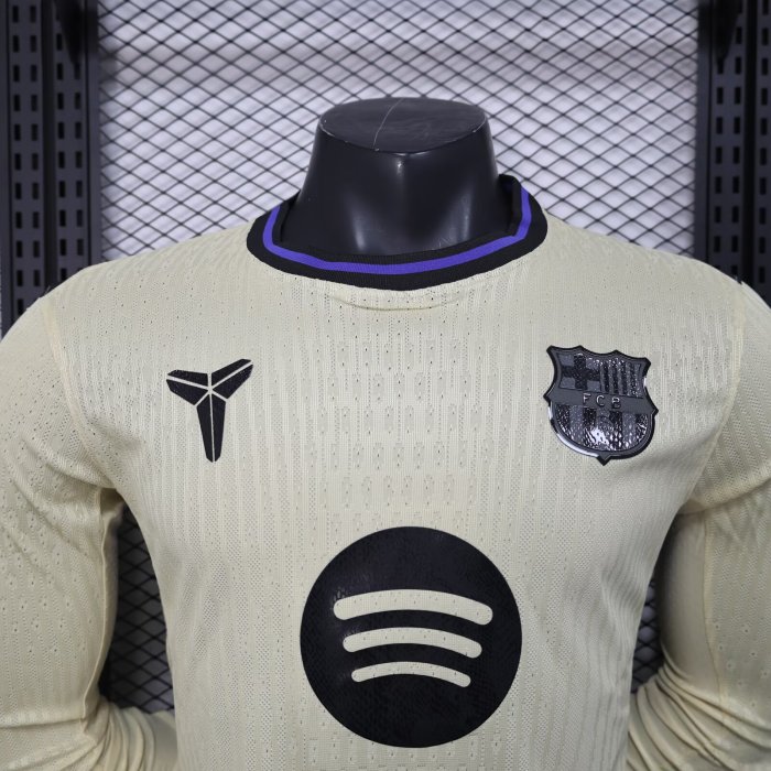 25-26 Barcelona Away Long Sleeve Player Version Soccer Jersey (长袖球员)