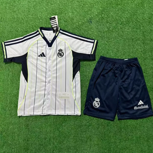 25-26 Real Madrid White Casual Edition Kids Baseball Jersey