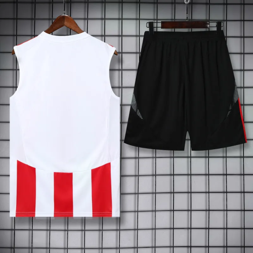 2025 AD White Red Tank Top And Shorts Suit