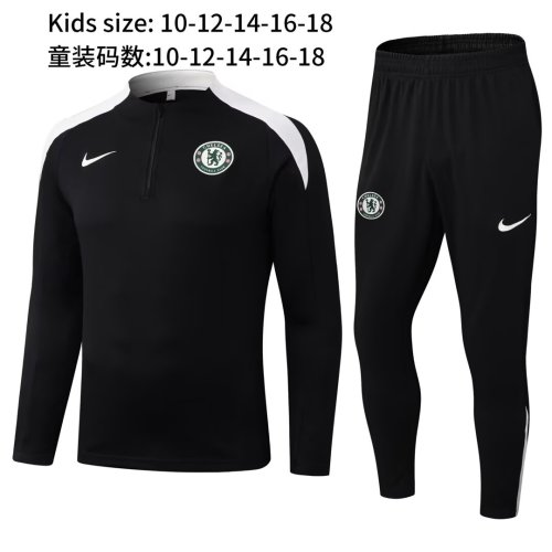 25-26 Chelsea High Quality Kids Half Pull Tracksuit