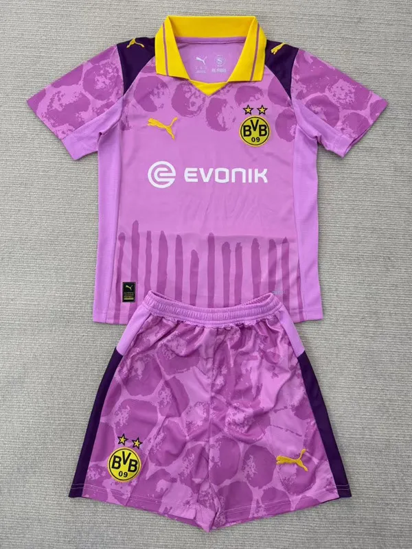 25-26 Dortmund Pink Goalkeeper Kids Soccer Jersey 1:1 Thai Quality