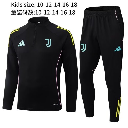 25-26 Juventus High Quality Kids Half Pull Tracksuit