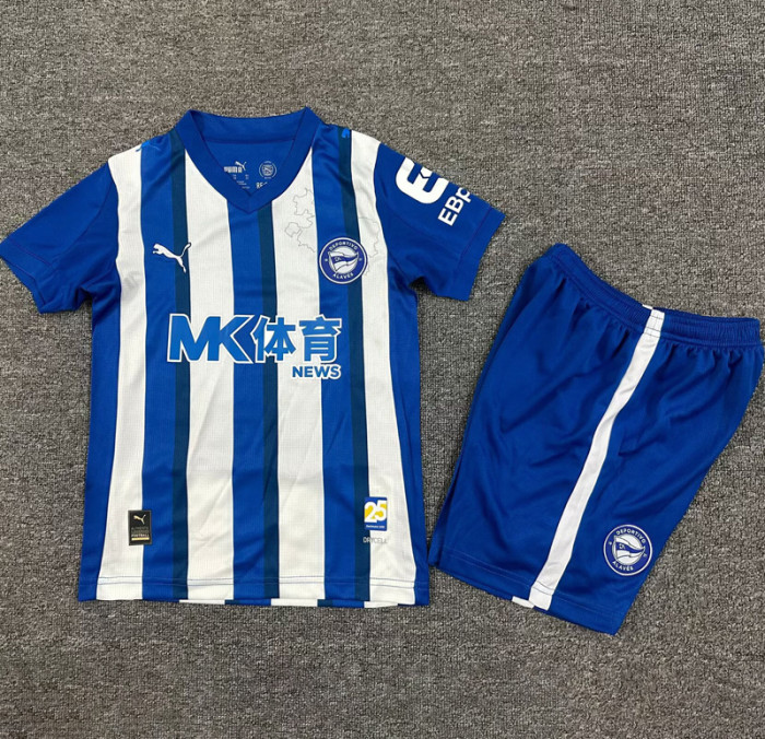 25-26 Alaves Home Kids Soccer Jersey 1:1 Thai Quality
