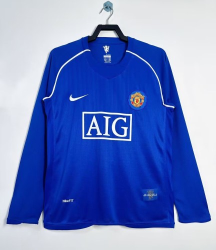 2007-2008 Manchester United Goalkeeper Long Sleeves Retro Soccer Jersey