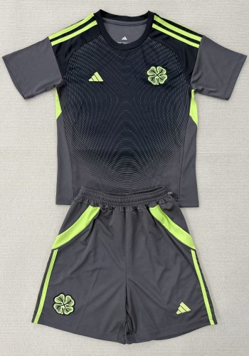 25-26 Celtic Gray Black Goalkeeper Kids Soccer Jersey 1:1 Thai Quality